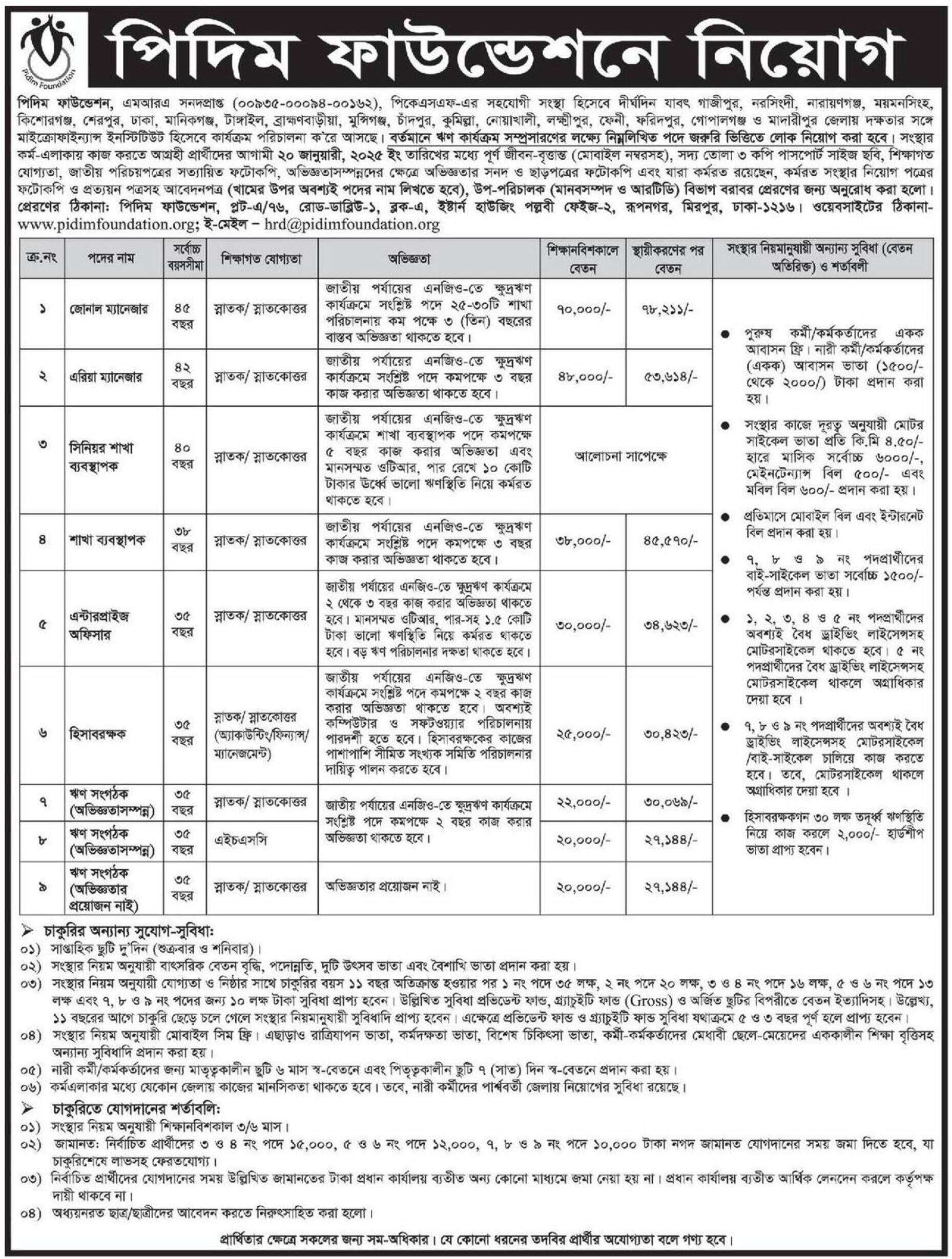 Pidim Foundation Job Circular 2025