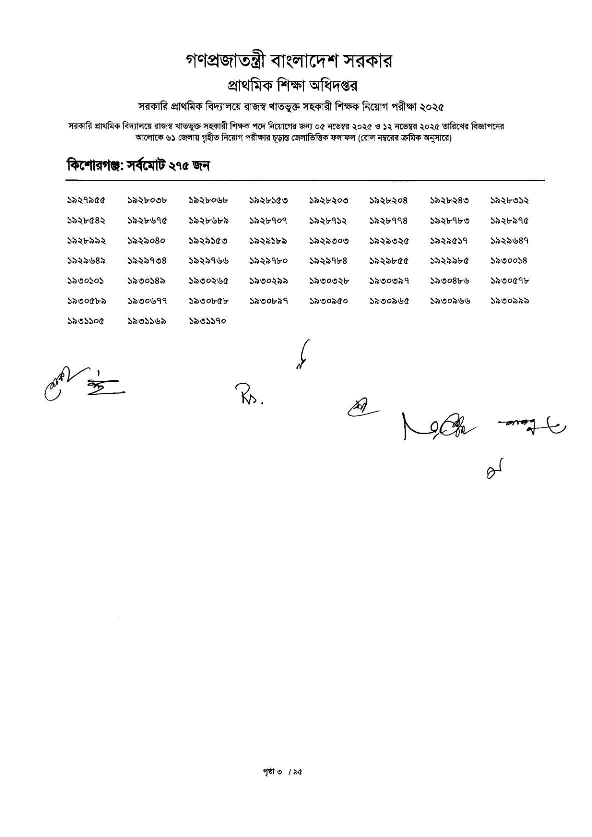 ১৪,৩৮৪ পদে প্রাথমিক সহকারী শিক্ষক নিয়োগ পরীক্ষার চূড়ান্ত ফলাফল প্রকাশ