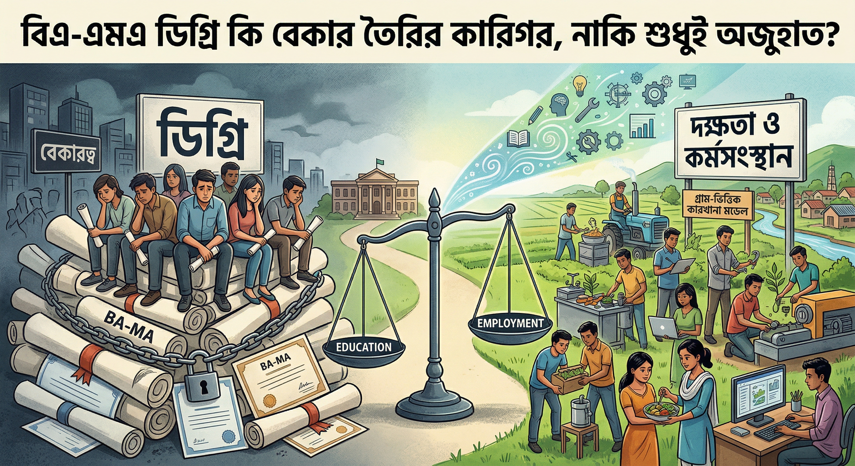 বিএ-এমএ ডিগ্রি কি বেকার তৈরির কারিগর! না কি অজুহাত মাত্র।