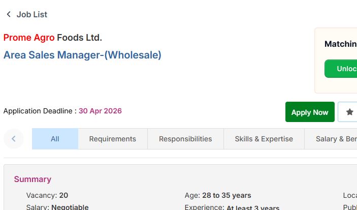 প্রমি এগ্রো ফুডস লিমিটেড নিয়োগ বিজ্ঞপ্তি ২০২৬: এরিয়া সেলস ম্যানেজার পদে চাকরির সুযোগ