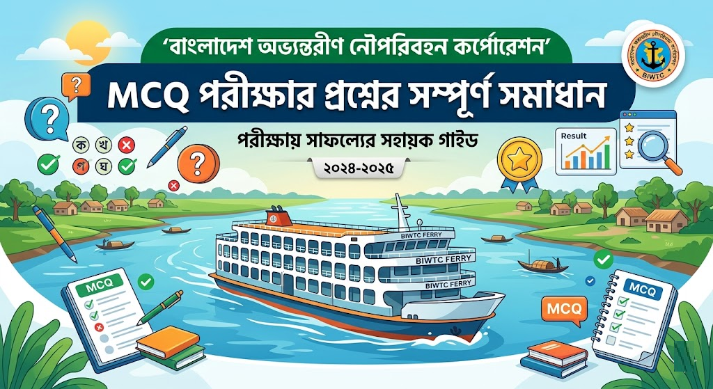 বাংলাদেশ অভ্যন্তরীণ নৌপরিবহন কর্পোরেশন MCQ পরীক্ষার প্রশ্নের সম্পূর্ণ সমাধান  