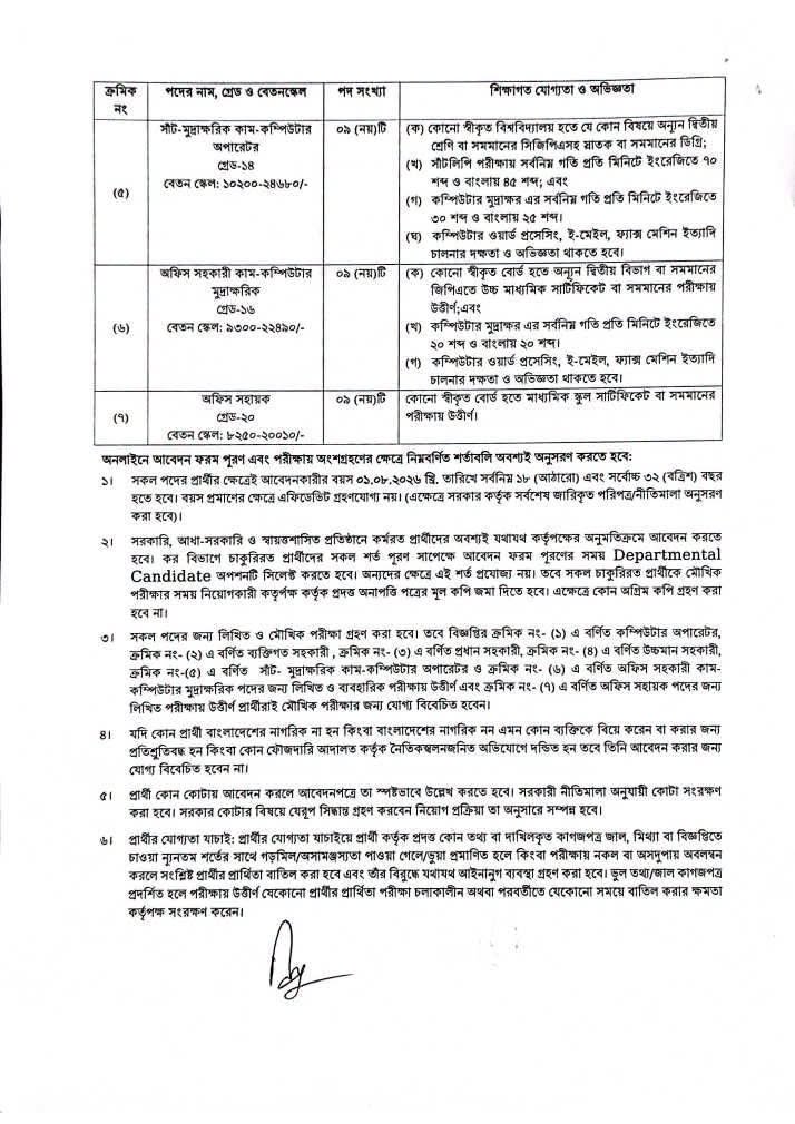 ৪৭ পদে কর অঞ্চল-২০ ঢাকার নিয়োগ বিজ্ঞপ্তি ২০২৬